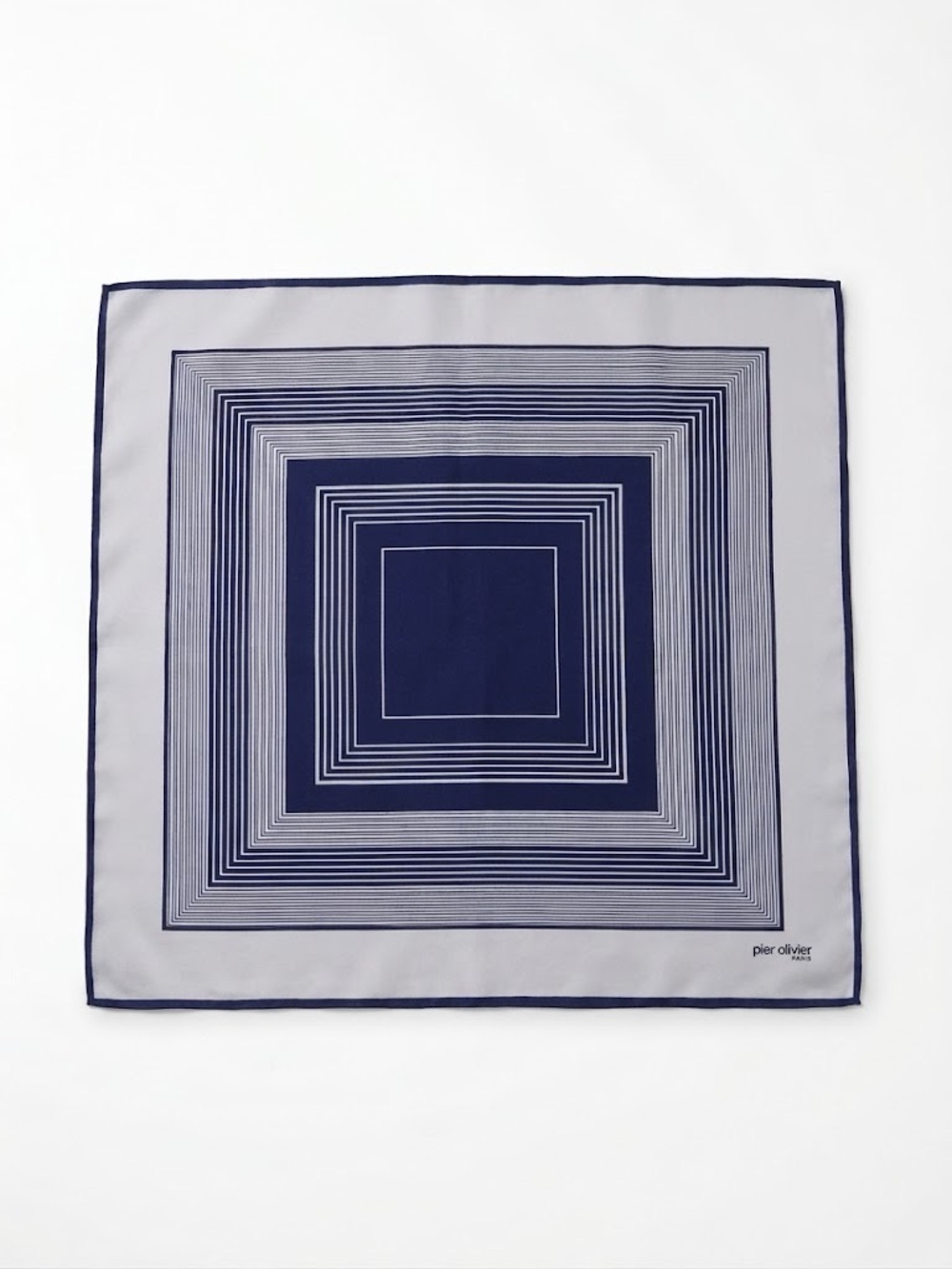 Pier Olivier Paris Geometric Scarf Navy White Squares